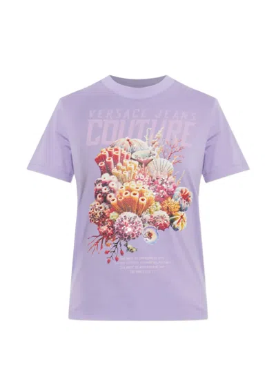Versace Jeans Couture Printed Graphic T-shirt In Purple