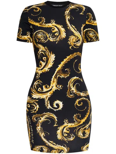 Versace Jeans Couture Baroque-print T-shirt Dress In Black
