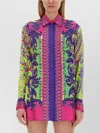 Versace Jeans Couture Printed Logo Shirt Collared Neck In Multi