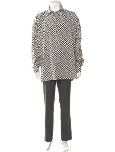 Pre-owned Versace Jeans Couture Printed Long Sleeve Dress Shirt In White