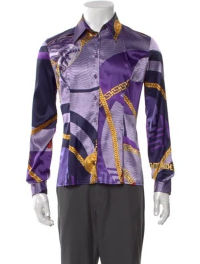 Pre-owned Versace Jeans Couture Printed Long Sleeve Shirt In Purple
