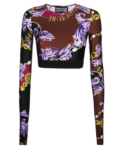 Versace Jeans Couture Printed Long-sleeve Top In Multi