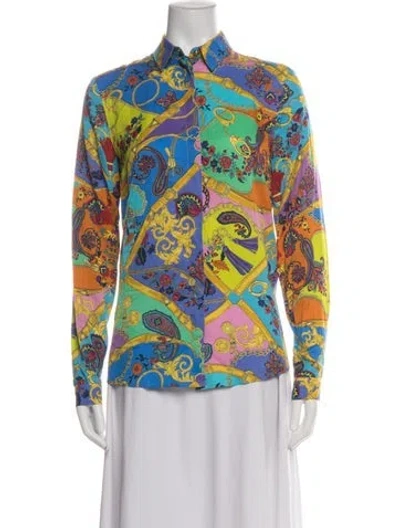Pre-owned Versace Jeans Couture Printed Long Sleeve Top In Multi