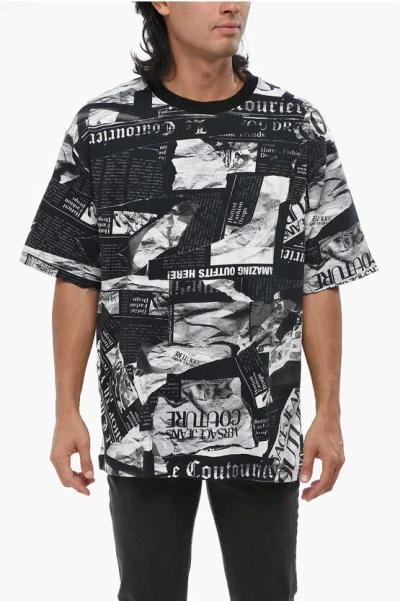 Versace Jeans Couture Printed Loose Fit Crew-neck T-shirt In Multi