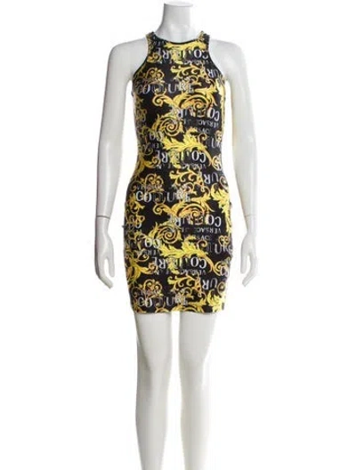 Pre-owned Versace Jeans Couture Printed Mini Dress In Black