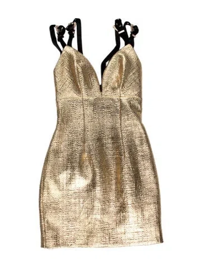 Pre-owned Versace Jeans Couture Printed Mini Dress In Gold