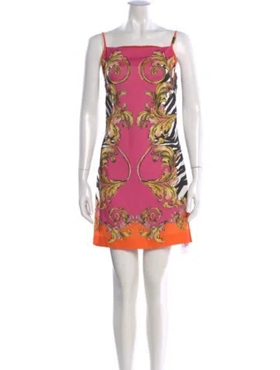 Pre-owned Versace Jeans Couture Printed Mini Dress In Red