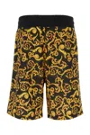 Versace Jeans Couture Black/gold Printed Polyester Bermuda Shorts