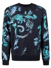 Versace Jeans Couture Printed Rib Sweatshirt In Ocean