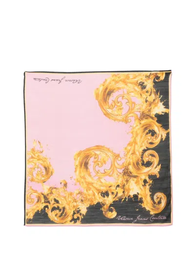 Versace Jeans Couture Printed Scarf In Metallic