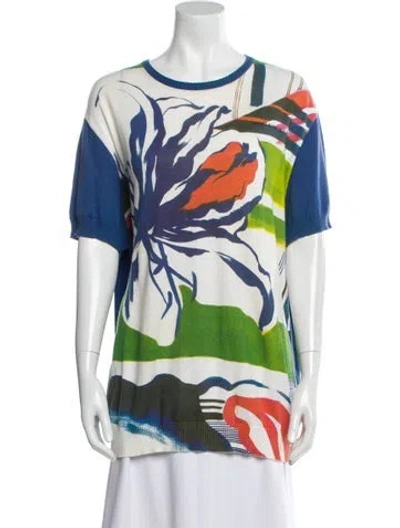 Pre-owned Versace Jeans Couture Printed Scoop Neck Sweater In Blue