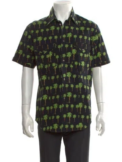 Pre-owned Versace Jeans Couture Printed Short Sleeve Shirt In Black