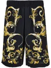 Versace Jeans Couture Shorts With Baroque Outline Print In Black