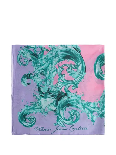 Versace Jeans Couture Printed Silk Scarf In Multi