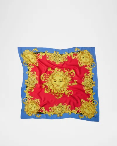 Versace Jeans Couture Printed Silk Twill Scarf In Multi