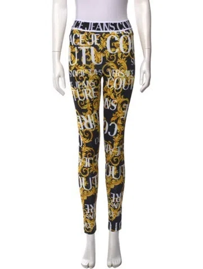 Pre-owned Versace Jeans Couture Printed Skinny Leg Pants In Black