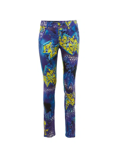 Pre-owned Versace Jeans Couture Printed Skinny-fit Jeans In Blue