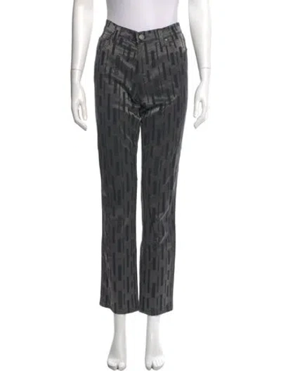 Pre-owned Versace Jeans Couture Printed Straight Leg Pants In Gray