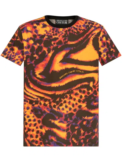 Versace Jeans Couture Printed T-shirt In Orange