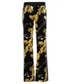 Versace Jeans Couture Baroque-print Velvet Trousers In Black