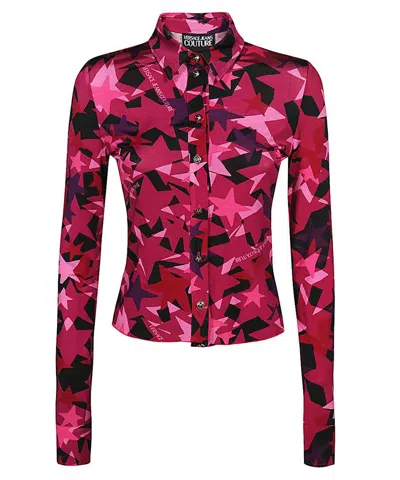 Versace Jeans Couture Printed Viscose Shirt In Multi