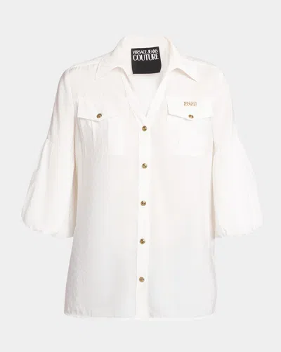 Versace Jeans Couture Puff-sleeve Shirt In White