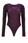 Versace Jeans Couture Logo-embellished Long-sleeve Bodysuit In Purple