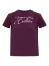 Versace Jeans Couture Logo Burgundy Stretch Cotton T-shirt In Purple