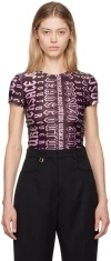 Versace Jeans Couture Logomania Cropped T-shirt In Er06 363 Plum +polig