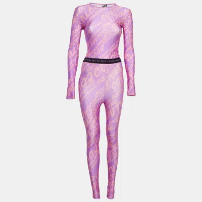 Pre-owned Versace Jeans Couture Purple Printed Jersey Set S In Pink