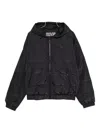 Versace Jeans Couture Quilted Hooded Jacket In Black