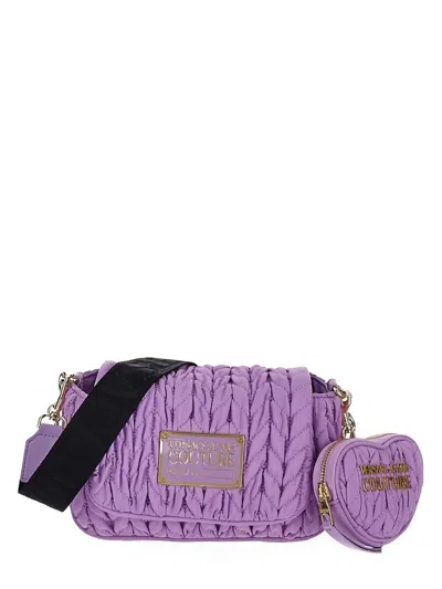 Versace Jeans Couture Quilted Shoulder Bag In Purple