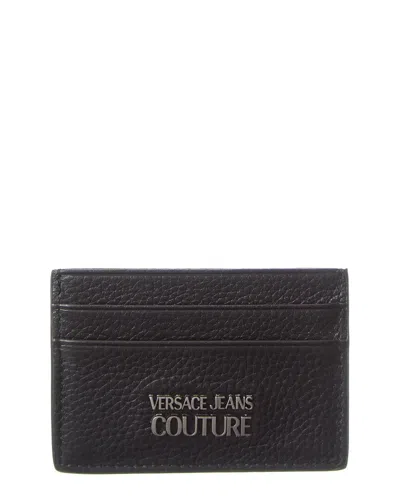 Versace Jeans Couture Range Metal Lettering Leather Card Case In Black