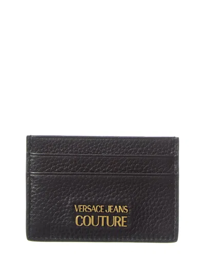 Versace Jeans Couture Range Metal Lettering Leather Card Case In Black