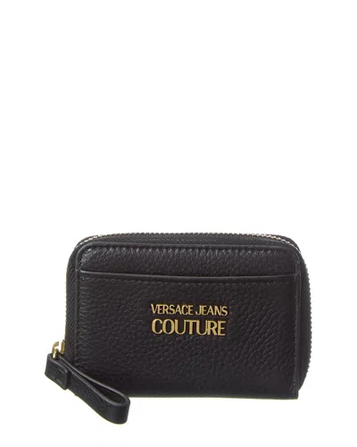 Versace Jeans Couture Range Metal Lettering Leather Walllet In Black