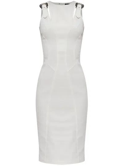 Versace Jeans Couture Rear Slit Midi Dress In White