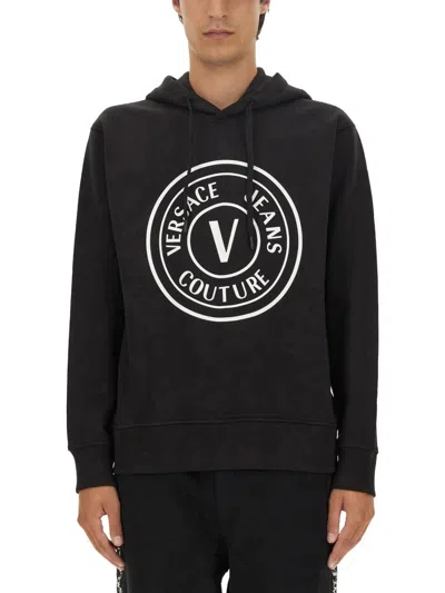 Versace Jeans Couture Regular Fit Logo Sweatshirt In Black