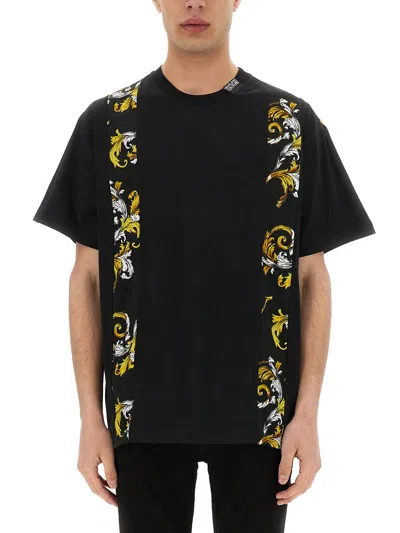 Versace Jeans Couture Baroque Outline Regular Fit T-shirt In Black
