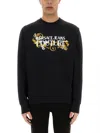 Versace Jeans Couture Sweatshirt With Baroque Outline Logo In Black