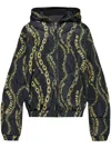 Versace Jeans Couture Reversible Chain-print Hooded Jacket In Black