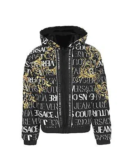 Pre-owned Versace Jeans Couture Reversible Down Jacket With Hood. In Black