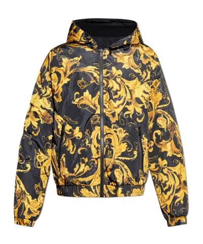Versace Jeans Couture Reversible Hooded Jacket In Black