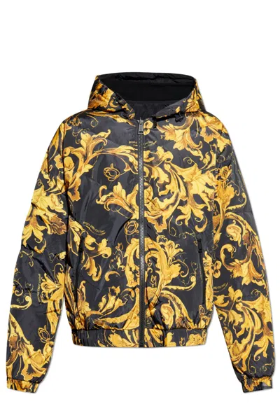 Versace Jeans Couture Reversible Jacket With Detachable Hood In Black