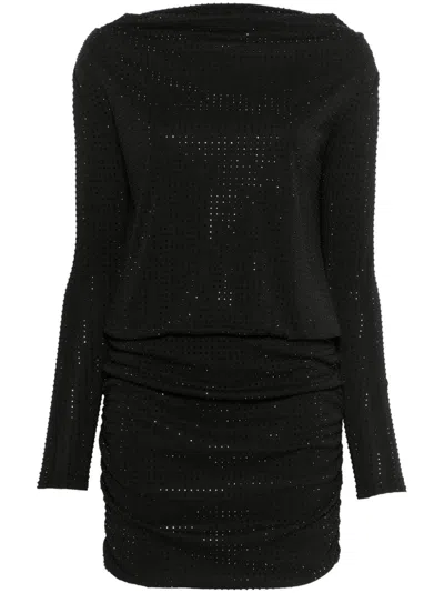 Versace Jeans Couture Rhinestone-embellished Mini Dress In Black