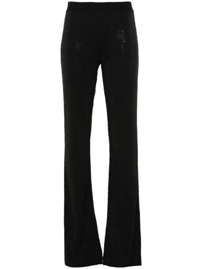 Versace Jeans Couture Rhinestone-embellished Trousers In Schwarz