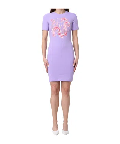 Versace Jeans Short Sleeve Dress In Purple