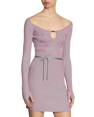 Versace Jeans Couture Rib Knit Shimmer Dress In Rosa