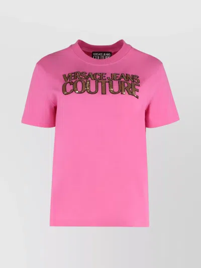 VERSACE JEANS COUTURE RIBBED COLLAR CREW-NECK T-SHIRT