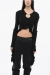 Versace Jeans Couture Ribbed Cropped Top With Self-tie Detail