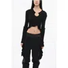 Versace Jeans Couture Ribbed Cropped Top With Self-tie Detail